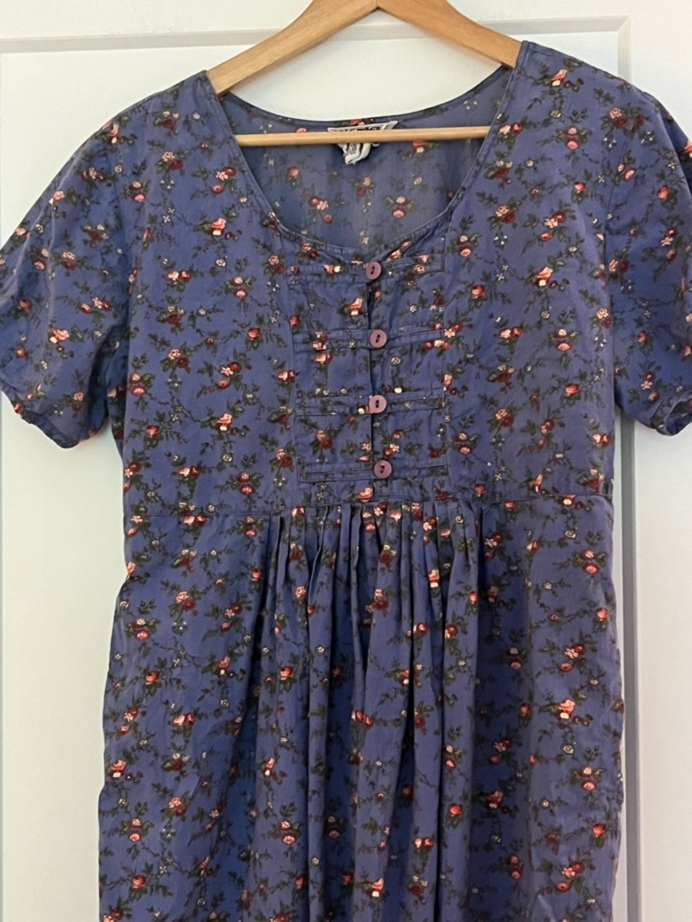 Vintage 90s Y2K April Cornell Cotton Midi Rose Print Cottagecore Prairie Dress M